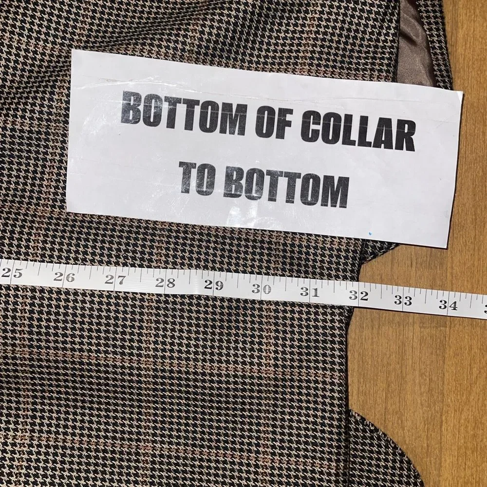Jos‎ A Bank Blazer Men 42R 55% Silk 45% Camel Hair Houndstooth Windowpane